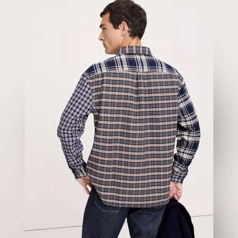 Banana Republic men’s RELAXED-FIT PATCHWORK OXFORD shirt L plaid